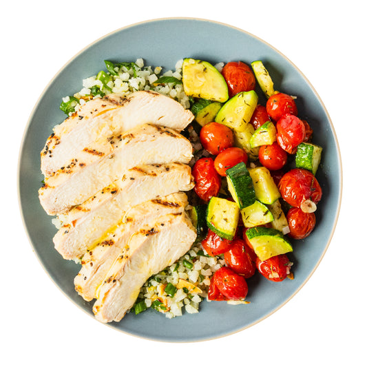 Grilled Lemon Almond Chicken Bowl